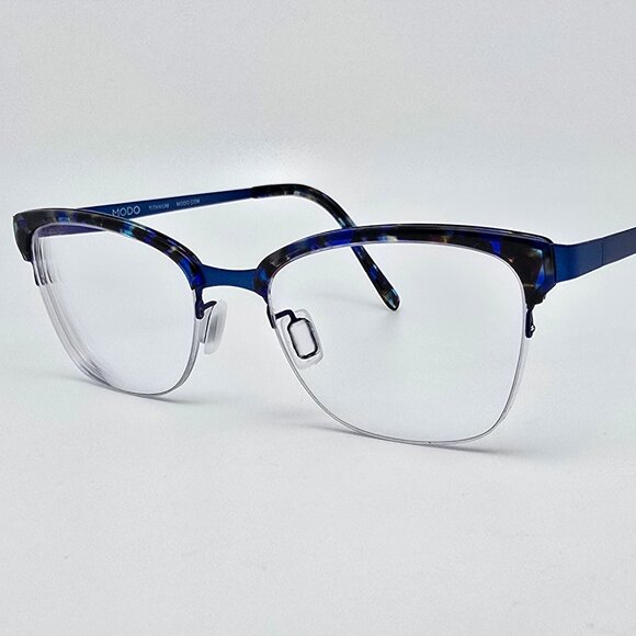 Modo 4515 Blue Tortoise Titanium Semi-Rimless Eyeglasses Frame Japan 51-18-140 - Picture 1 of 13